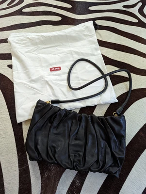 $115 • Buy STAUD Bean Ruched Leather Shoulder Bag Black NEW W Tag And Bag