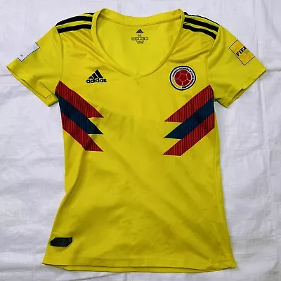 ADIDAS COLOMBIA Jersey FIFA Russia 2018 Soccer Climalite Yellow Sz Youth Medium • $13.50