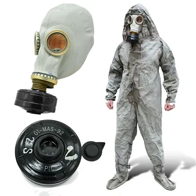 $35 • Buy Hazmat Suit Coverall Heavy Duty Sba1  Radiation Cold War Rubber + Gas Mask Gp5