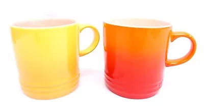 2x LE CREUSET Volcanic & Dijon Yellow Stoneware Mugs 350ml - S77 • £9.99