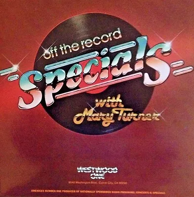 RADIO SHOW: OFF THE RECORD SPECIAL W/MARY TURNER 3/6/89 ROBBIE ROBERTSON TRIBUTE • $46.99
