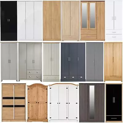 Wardrobe Double Triple Robe 2/3/4 Doors Sliding Mirrored Robe Closet Dresser • £208.99