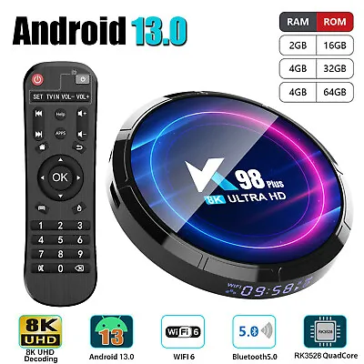 K98 Plus Android 13.0 TV Box RK3528 Quad-core 8K HD WiFi6 BT Media Player I5V5 • $36.99