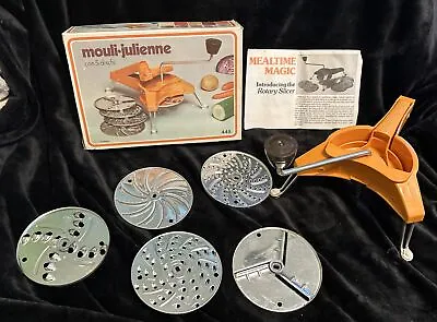 Moulinex 445 Mouli Julienne Vintage Food Slicer Box Instructions COMPLETE 5 Disc • $29.99