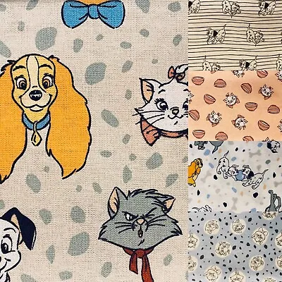 £2.99 • Buy Disney Cotton Lady And The Tramp Aristocats Dalmatian’s Fabric Fat Quarter