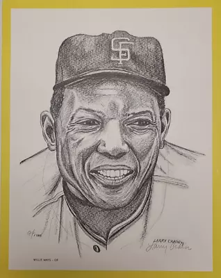 Vintage 1979 WILLIE MAYS Art Print MLB Baseball By Larry Crain Auto 94/1000 • $29.99