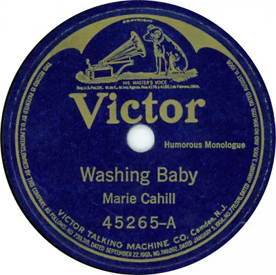 Marie Cahill - Washing Baby / Shopping 1922 Shellac 10  Victor 45265 Very Good  • $5.79