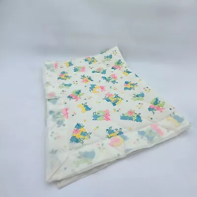 Vintage Quiltex Acrylic Baby Blanket Satin Trim Bunny & Number Crib Blanket #535 • $26.99