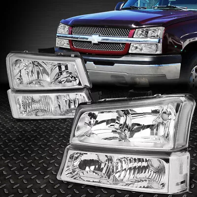 For 03-06 Chevy Silverado Avalanche Headlights Bumper Turn Signal Lamps Chrome • $61.88