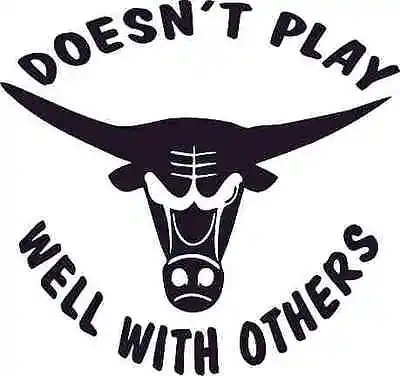 Doesn't Play Well With Others Bull Horns Car Decal Sticker  • $4.89