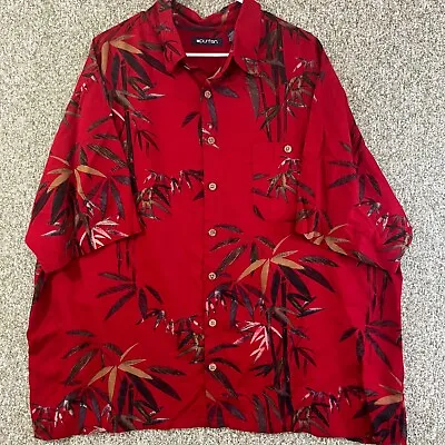 Puritan Shirt Men 2XL XXL Red Bamboo Asian Hawaiian Camp Classic Untucked Casual • $14.99