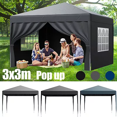 3x3m Gazebo Heavy Duty Garden Marquee Awning Camping Tent Canopy Market Stall UK • £85.99