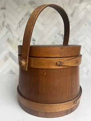 Vintage Wooden Firkin Sugar Bucket Wood Handle & Lid Small  • $147.77