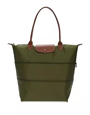 Longchamp Le Pliage Expandable Large Shoulder Tote Khaki Made In France • $110