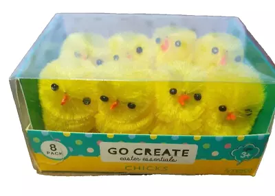 8 Mini Fluffy Easter Chicks Cute Yellow Easter Bonnet Decorations Craft Chicks. • £2.99