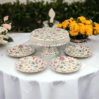 Vintage Ceramic Wedding Cake Stand 10  With 4 Plates • $48
