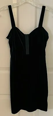 DIVIDED Women's Size 6 Blue Velvet Sleeveless Mini Dress Stretchy Form Fitting • $12.99
