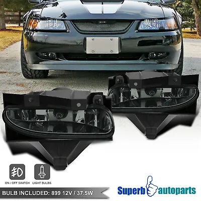 $26.98 • Buy Fits 1999-2004 Ford Mustang Fog Lights Driving Lamps GT V6 Smoke Switch 99-04