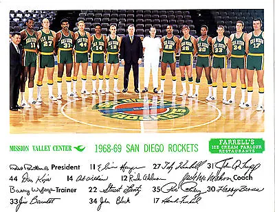 1968 1969 San Diego Rockets 8x10 Team Photo Rookie Hayes Nba  Basketball Aba • $5.95