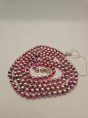 Vintage Pink Mercury Glass Garland 5 Ft -  Small Beads • $35.50