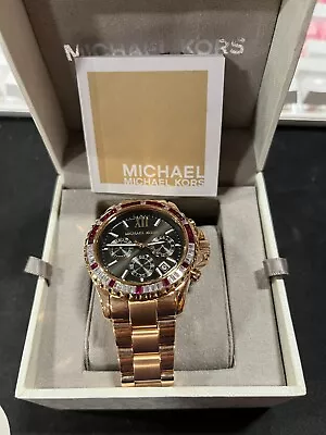 New Authentic Michael Kors Everest Rose Gold Pink Crystals Mk6972 Women's Watch • $129.99