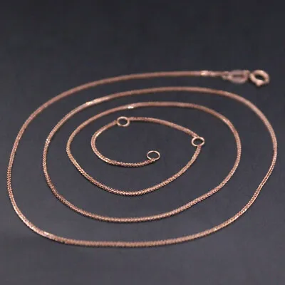 Pure Real 18K Rose Gold Necklace For Women 0.7mm Thin Wheat Link Chain 17.7inch • $210.92