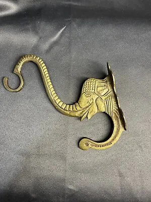 Vintage Brass ELEPHANT Wall Mount Coat Hook Key Hanger - Made In India • $12