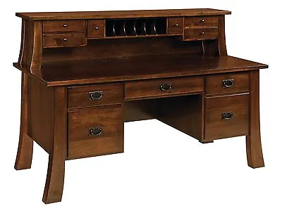 Amish Craftsman Mission Computer Writing Desk Solid Wood Secretary Topper • $3199