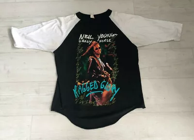 Vintage 1991 Neil Young & Crazy Horse Ragged Glory Tour 3/4 Shirt - P2P 19.5    • £250