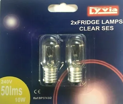 Lyvia Twin Pack 10W Fridge/Freezer Bulb Appliance Light 240V SES E14 Clear Lamp  • £3.48