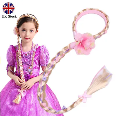 Tangled Princess Rapunzel Wig Kids Girls Party Weaving Long Braids Blonde 60cm • £4.96