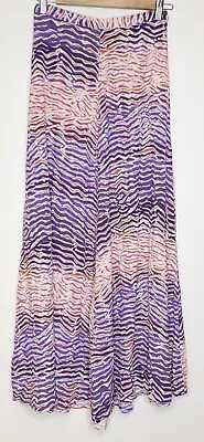 Tigerlily Wavy Print Purple White Maxi Skirt Long Length Size 8 EUC Lightweight • $31.50