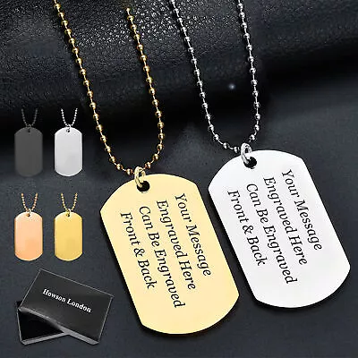 Personalised Men's Army Dog Tag Necklace ID Tag Both Sides Engraved Gift For Him • £6.99