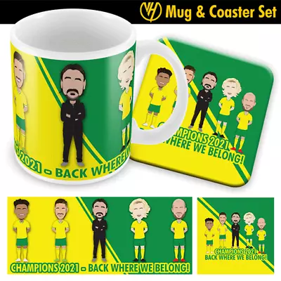 £9.99 • Buy Norwich City Champions 2021 Mug & Coaster Set Pukki Etc Great Christmas Gift