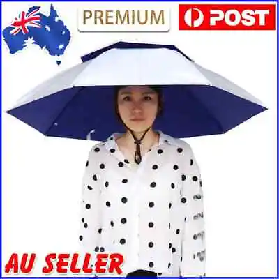 $20.40 • Buy Foldable Outdoor Umbrella Hat Women Men Fishing Double Layer Headwear Sun Cap AU