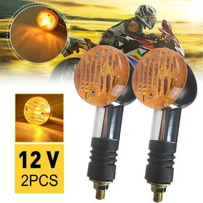 2pcs Chrome Motorcycle Bullet Signals Turn Blinker Light Indicator Lamps Amber • $12.99