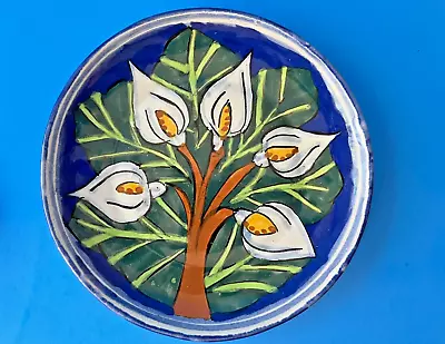 MEXICAN TALAVERA Pottery Salad Bread PLATE 7 1/2  LILY Pattern Design Decorative • $14.99