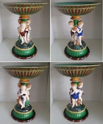 Pretty/Old Majolica RARE MINTON Compote With Hunters And Dog Circa 1863 • $1795