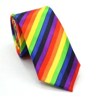 NEW Rainbow LGBT Gay And Lesbian Pride Skinny Slim Tie Narrow 2  Wide  Necktie  • $8.88