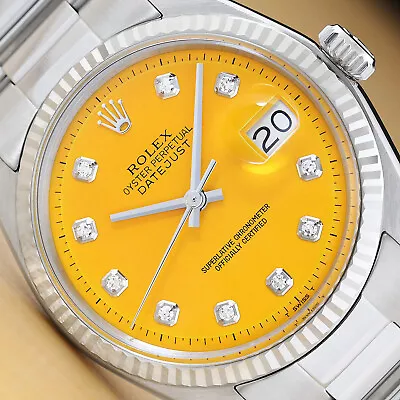 ROLEX MENS DATEJUST YELLOW DIAMOND DIAL 18K GOLD STEEL WATCH W/ OYSTER BAND • £3561.45