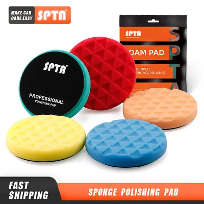 SPTA 5Pcs 5 Inch Triangle Flat Polishing Sponge Pads For Polisher Buffing Waxing • £21.59