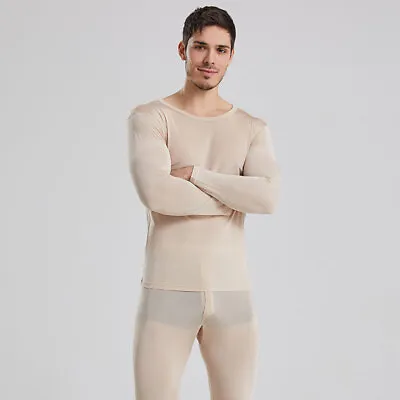 Men 100% Mulberry Silk Thermal Underwear Pajama Set Long Johns Base Layer Sets • $39.90