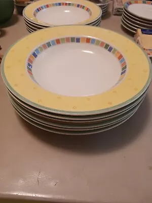 SET OF 6 VILLEROY & BOCH TWIST ALEA LIMONE  9.5  SOUP BOWLS Used Once • $175