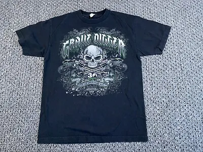 2012 Monster Jam Grave Digger Skull T-Shirt Adult Medium Black 30th Anniversary • $20