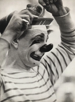 $159.21 • Buy 1940s Vintage CIRCUS CARNIVAL CLOWN Makeup Costume Ringling Bros Photo Art 12x16