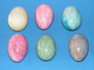 Vintage Alabaster Colored Marble Granite Stone Easter Eggs - Lot Of 6 • $38.99