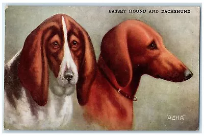 C1910's Basset Hound And Dachshund Dog Animals Unposted Antique Postcard • £9.46