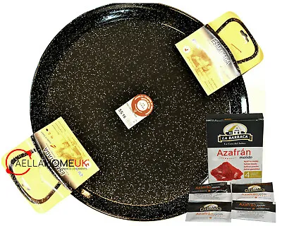 50cm Enamelled Paella Pan  Original Enamelled Steel Pan + SAFFRON PAELLA GIFT  • £37.99