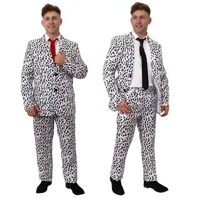 Mens Dalmatian Suit Dog Fancy Dress Costume Dalmation Jacket Trousers Tie Tuxedo • £24.99