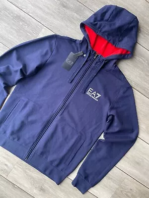 Emporio Armani Ea7 Blue Zip Hoody Sweatshirt Top Hoodie 3kpm42 - M - New & Tags • £59.99